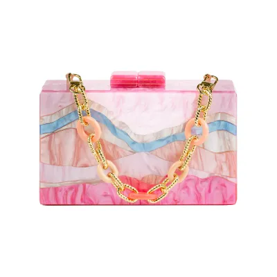 Marbella Acrylic Clutch-Roseo